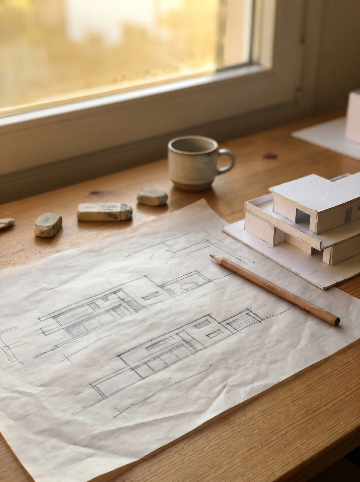 Esboços de estudo e maquete — ARCHIZ, Saxon
