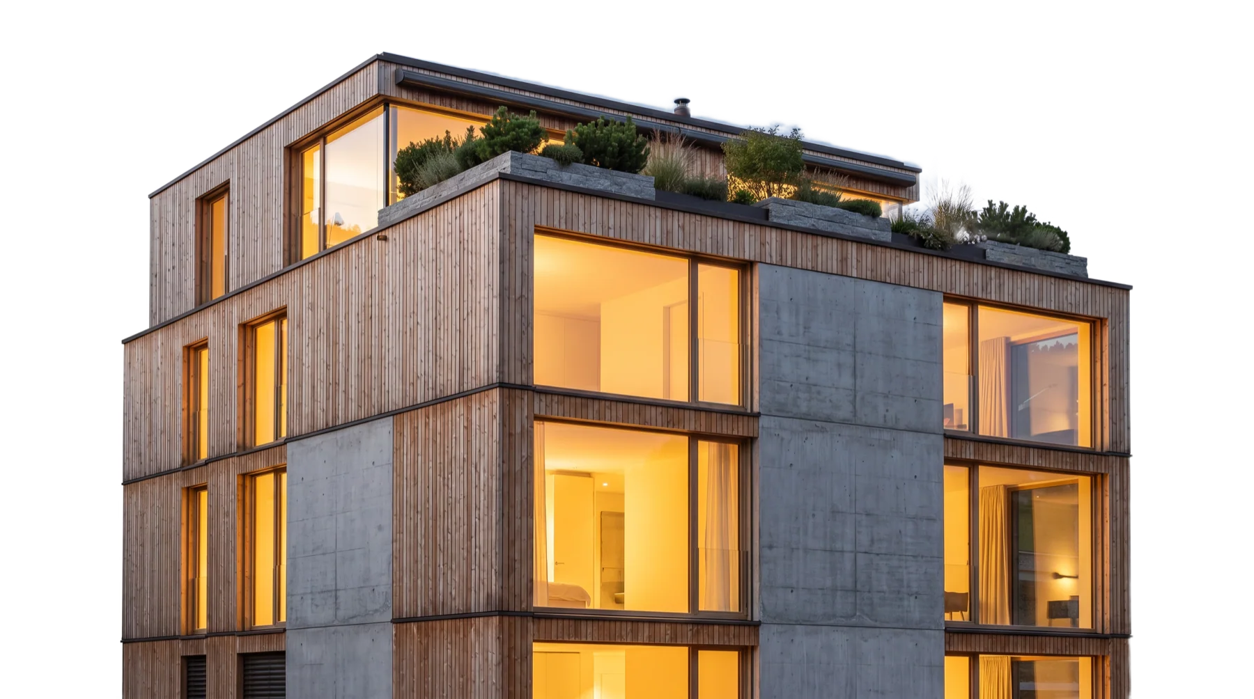 Edifício residencial contemporâneo em lariço e betão, Valais