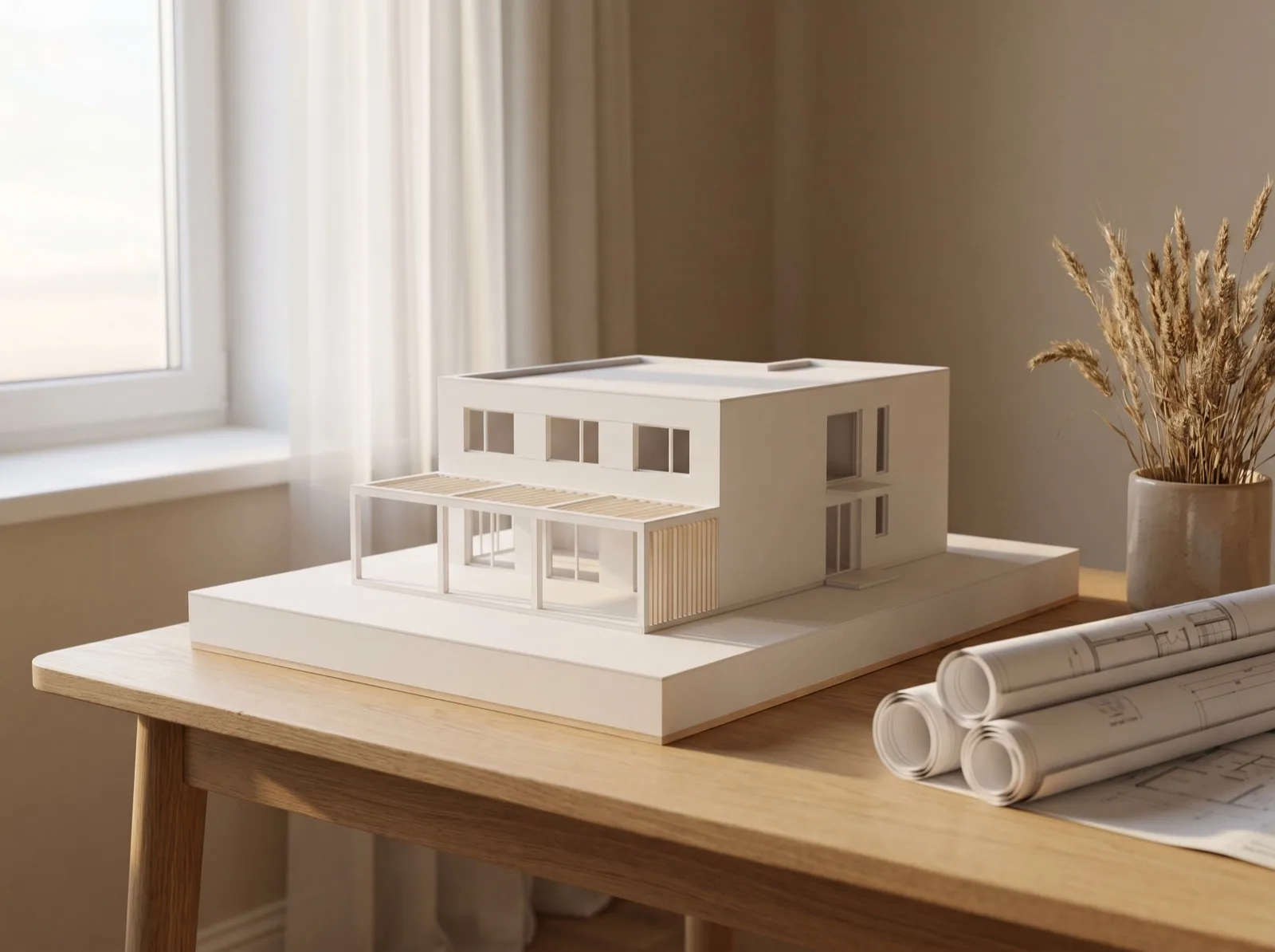 Maquete branca de um projeto ARCHIZ sobre os planos
